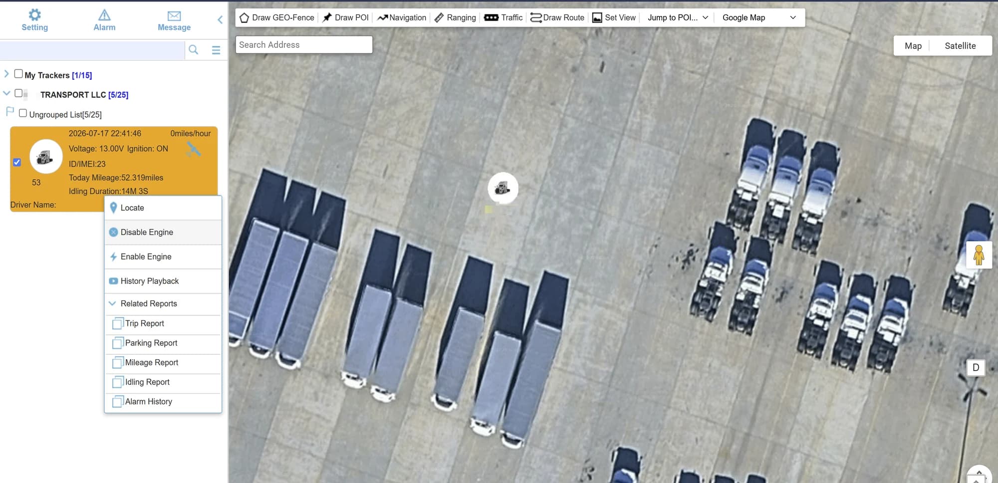 Horus platform: Disable Engine command menu open on a satellite yard view